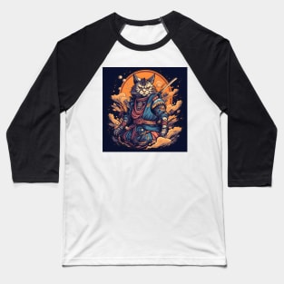 Samurai Kitty Cat Baseball T-Shirt